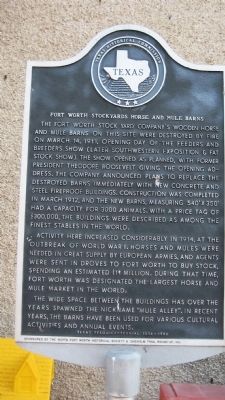 Fort Worth Stockyards Horse and Mule Barns Marker image. Click for full size.