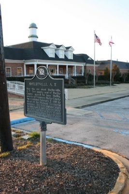 Shelbyville, A. T. Marker next to the Pelham City Hall. image. Click for full size.