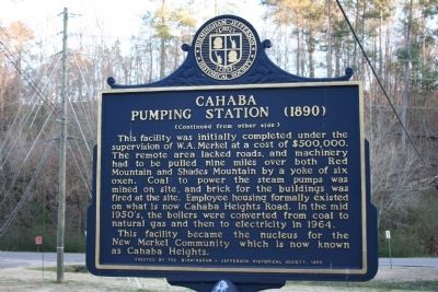 Cahaba Pumping Station (1890) Marker - Side B image. Click for full size.