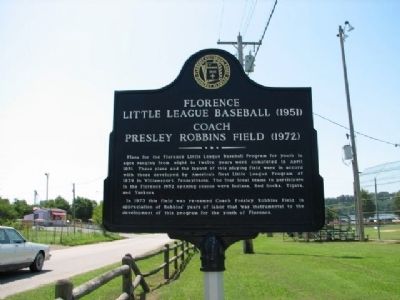 Florence Little League Baseball (1951) Marker. Click for full size. Florence Little League Baseball (1951) Marker image. Click for full size.