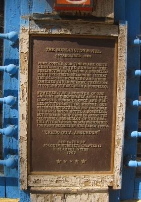 The Burlington Hotel Marker. Click for full size. The Burlington Hotel Marker image. Click for full size.