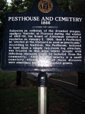 Pesthouse and Cemetery Marker - Side 1 image. Click for full size.