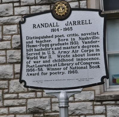 Randall Jarrel Marker. Click for full size. Randall Jarrel Marker image. Click for full size.