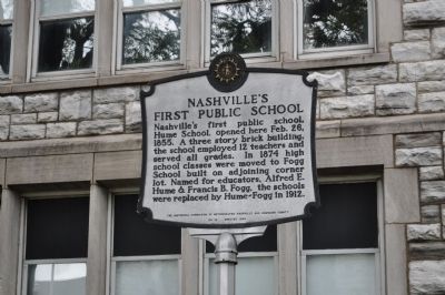 Nashville's First Public School Marker. Click for full size. Nashville's First Public School Marker image. Click for full size.
