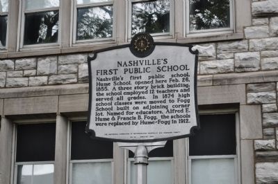 Nashville's First Public School Marker image. Click for full size.
