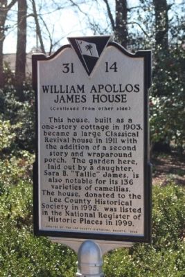 William Apollos James House Marker, reverse side image. Click for full size.