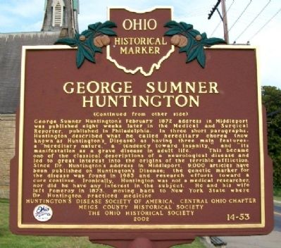 George Sumner Huntington Marker Reverse image. Click for full size.