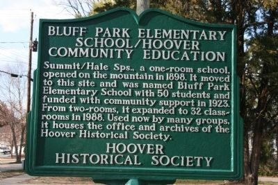 Bluff Park Elementary School / Hoover Community Education Marker. Click for full size. Bluff Park Elementary School / Hoover Community Education Marker image. Click for full size.