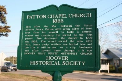 Patton Chapel Church 1866 Marker image. Click for full size.