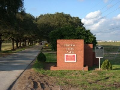Central State Prison Farm entrance with historical marker to the right. image. Click for full size.