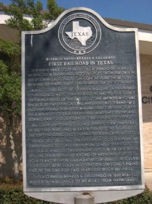 First Railroad in Texas Marker image. Click for full size.