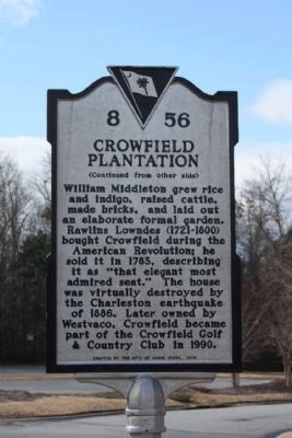 Crowfield Plantation Marker, reverse side. Click for full size. Crowfield Plantation Marker, reverse side image. Click for full size.