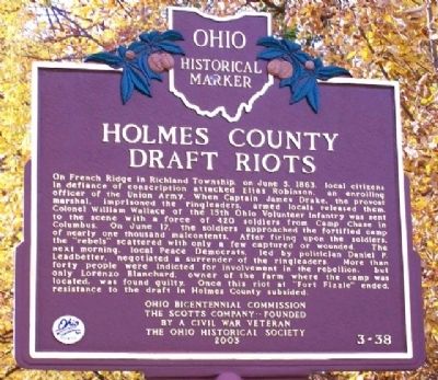 Holmes County Draft Riots Marker image. Click for full size.