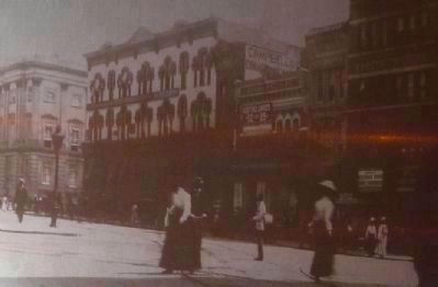 The Restoration of 800 F Street Marker photo, close up<br> - F Street circa 1900 image. Click for full size.