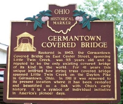 Germantown Covered Bridge Marker (Side A) image. Click for full size.