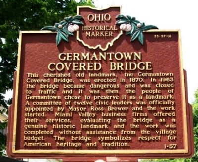 Germantown Covered Bridge Marker (Side B) image. Click for full size.