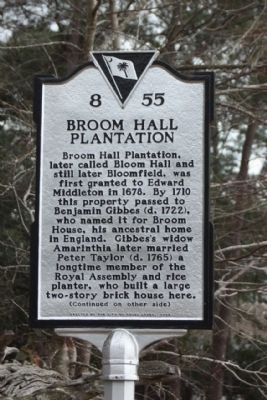 Broom Hall Plantation Marker image. Click for full size.