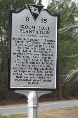 Broom Hall Plantation Marker, reverse side. Click for full size. Broom Hall Plantation Marker, reverse side image. Click for full size.