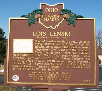 Lois Lenski Marker (Side B) image. Click for full size.