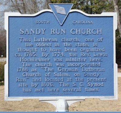 Sandy Run Church Marker image. Click for full size.