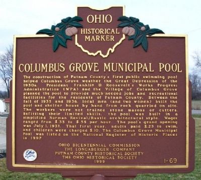 Columbus Grove Municipal Pool Marker image. Click for full size.