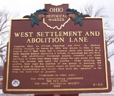West Settlement and Abolition Lane Marker (Side A) image. Click for full size.