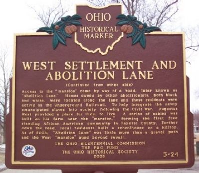 West Settlement and Abolition Lane Marker (Side B) image. Click for full size.