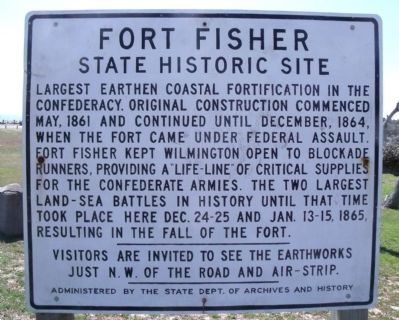 Fort Fisher Marker. Click for full size. Fort Fisher Marker image. Click for full size.