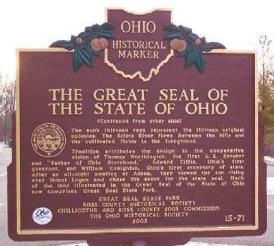 Great Seal of the State of Ohio Marker (Side B). Click for full size. Great Seal of the State of Ohio Marker (Side B) image. Click for full size.
