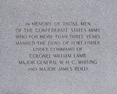 Fort Fisher UDC Monument (south face). Click for full size. Fort Fisher UDC Monument (south face) image. Click for full size.