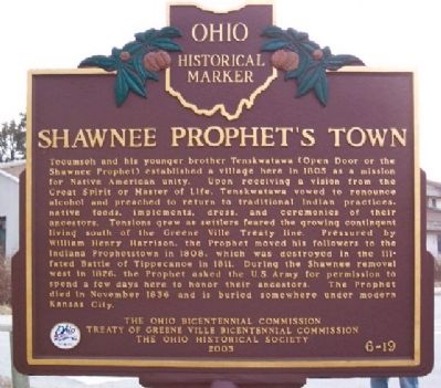 Shawnee Prophet's Town Marker (Side B) image. Click for full size.