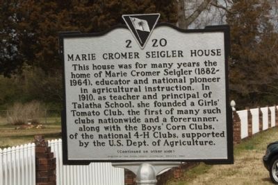 Marie Cromer Seigler House Marker image. Click for full size.