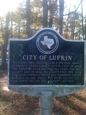 City of Lufkin Marker image. Click for full size.