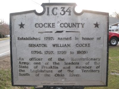 Jefferson County / Cocke County Marker. Click for full size. Jefferson County / Cocke County Marker image. Click for full size.