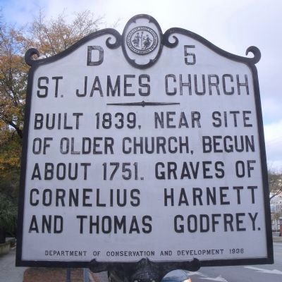 St. James Church Marker <i>(obverse)</i> image. Click for full size.
