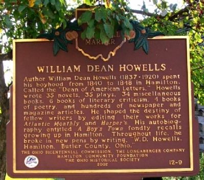 William Dean Howells Marker image. Click for full size.