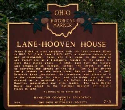 Lane-Hooven House Marker (Side A) image. Click for full size.