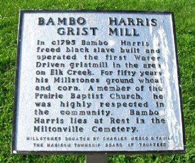 Bambo Harris Grist Mill Marker. Click for full size. Bambo Harris Grist Mill Marker image. Click for full size.