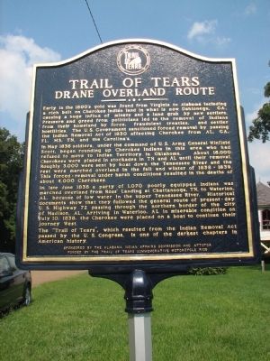 Trail of Tears Drane Overland Route Marker image. Click for full size.
