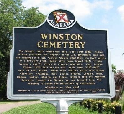 Winston Cemetery Marker - Side A - Wide View image. Click for full size.