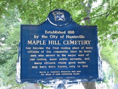 Maple Hill Cemetery Marker (side 1) image. Click for full size.