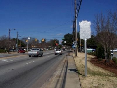The Tuomey Hospital Marker as seen looking north along North Washington Street (US 76, US 521). Click for full size. The Tuomey Hospital Marker as seen looking north along North Washington Street (US 76, US 521) image. Click for full size.