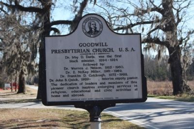 Goodwill Presbyterian Church, U.S.A. Marker, reverse side image. Click for full size.
