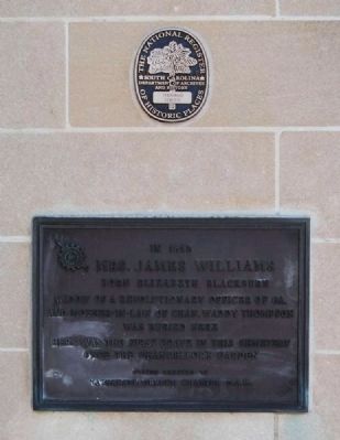 National Register Nomination Form<br>and Mrs. James Williams Marker. Click for full size. National Register Nomination Form<br>and Mrs. James Williams Marker image. Click for full size.