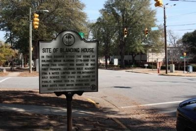 Site of Blanding House Marker, looking along Blanding Street. Click for full size. Site of Blanding House Marker, looking along Blanding Street image. Click for full size.