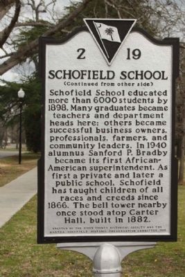 Schofield School Marker, reverse side image. Click for full size.