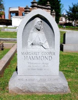 Margaret Cooper Hammond (1911-1987) Tombstone. Click for full size. Margaret Cooper Hammond (1911-1987) Tombstone image. Click for full size.