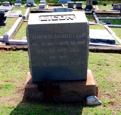 James Blackman Ligon (1837-1908) and Martha Ann Rice (1845-1932) Tombstone. Click for full size. James Blackman Ligon (1837-1908) and Martha Ann Rice (1845-1932) Tombstone image. Click for full size.