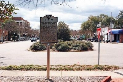 The Augusta & Aiken Railway Marker, looking south along Laurens St. NW image. Click for full size.