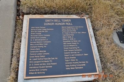 Smith Bell Tower Donor Honor Roll image. Click for full size.